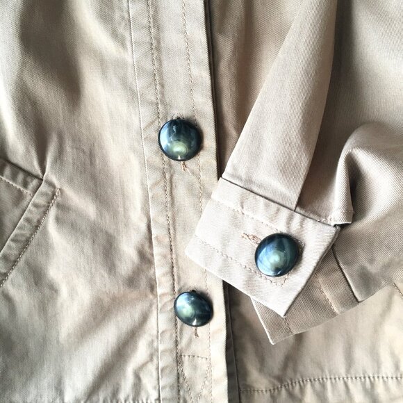 Marc by Marc Jacobs Cropped Cotton Tan Jacket Floral Pocket Hem Lining Size 4 - Picture 4 of 7